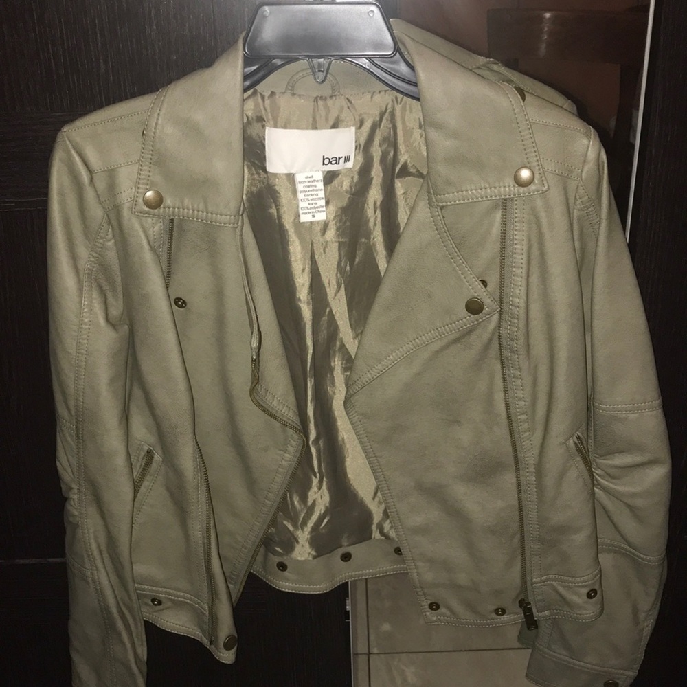 Bar III faux leather olive jacket